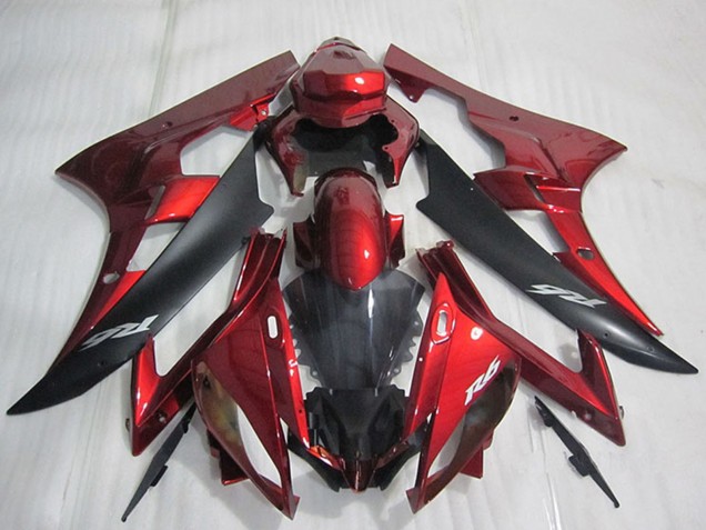 Rouge Noir Mat Kits Carénages Moto ABS Yamaha YZF R6 2006-2007