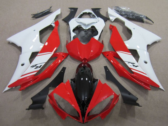 Blanc Rouge Noir Brillant Kits Carénage Moto Yamaha YZF R6 2008-2016
