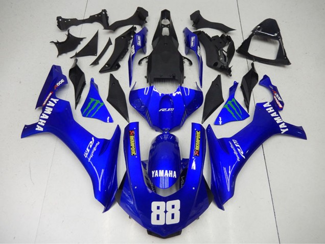 Bleu Vert Monstre Akropovic Carénage Moto Yamaha YZF R1 2015-2019