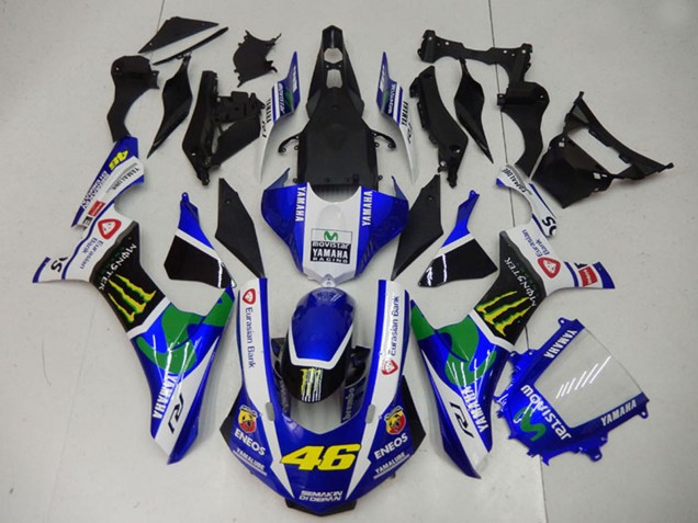 Blanc Bleu Noir Vert ENEOS MoviStar Monstre 46 Carénage Moto Yamaha YZF R1 2015-2019