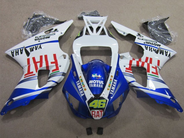 Blanc Bleu Rouge Motul Fiat 46 Carénage Moto Yamaha YZF R1 1998-1999
