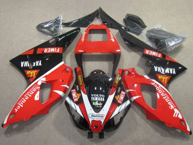 Rouge Blanc Noir Santander Carénage Moto Yamaha YZF R1 1998-1999