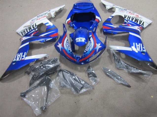 Blanc Bleu Rouge Motul Fiat Carénage Moto Yamaha YZF R1 2002-2003