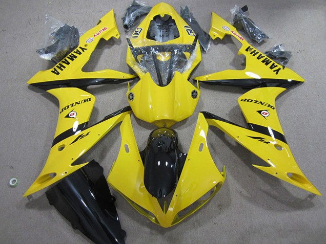 Jaune Noir Brillant Dunlop Carénage Moto Yamaha YZF R1 2004-2006