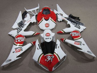 Blanc Rouge Lucky Strike Carénage Moto Yamaha YZF R1 2004-2006 Pas Chère