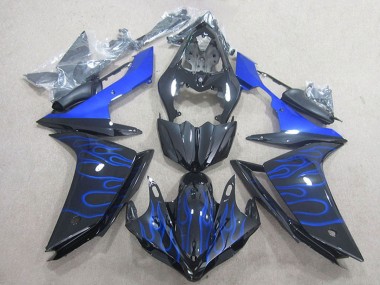 Noir Brillant Bleu Flamme Carénages Moto Yamaha YZF R1 2007-2008 Pas Chère