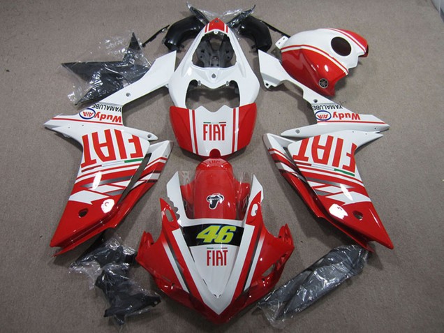 Blanc Rouge Fiat 46 Carénage Moto Yamaha YZF R1 2007-2008