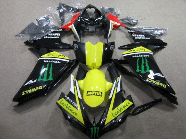 Rouge Jaune Noir Vert Monstre Motul Leovince Carénage Moto Yamaha YZF R1 2007-2008