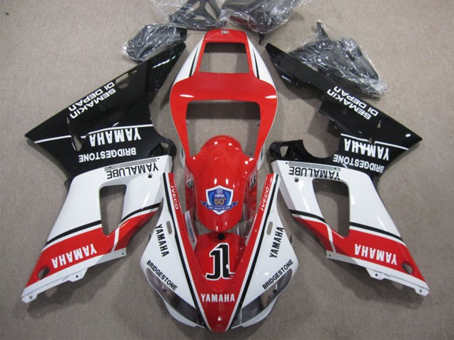 Blanc Rouge Noir Bridgestone Yamalube Semakin Didepan Carénage Moto Yamaha YZF R1 2009-2011