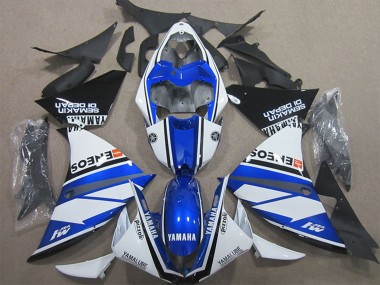 Blanc Bleu Noir ENEOS Yamalube M1 Semakin Didepan Carénage Moto Yamaha YZF R1 2009-2011 Pas Chère