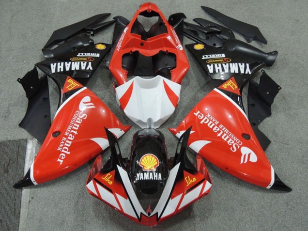 Rouge Blanc Noir Santander Rouge Carénage Moto Yamaha YZF R1 2009-2011