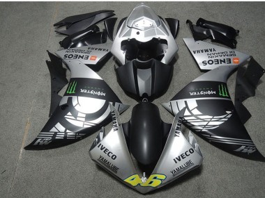 Argent Noir Mat Vert Monstre Iveco Yamalube ENEOS Semakin Didepan Carénage Moto Yamaha YZF R1 2009-2011 Pas Chère