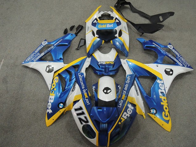 Blanc Jaune Bleu OrBet 112 Carénage Moto BMW S1000RR 2009-2014