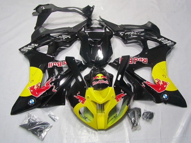 Noir Brillant Jaune Red Bull Carénage Moto BMW S1000RR 2009-2014