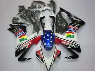 Blanc Rouge Bleu Noir Brillant Étoile Carrera Lee DENSO EuroBet Carénage Moto Honda CBR500R 2013-2015 Pas Chère