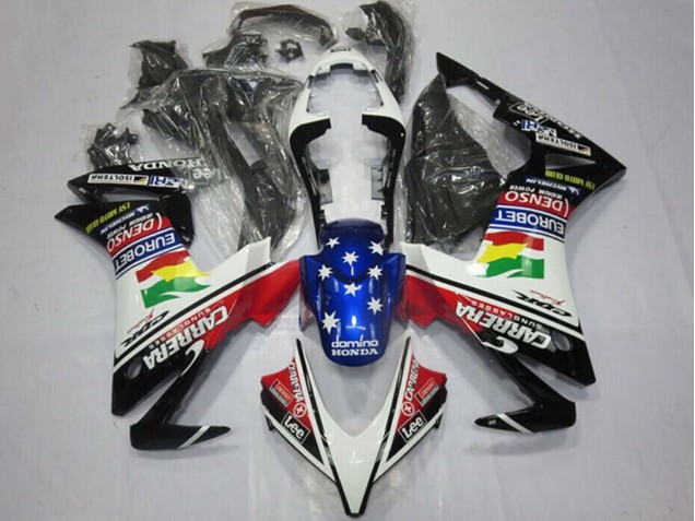 Blanc Rouge Bleu Noir Brillant Étoile Carrera Lee DENSO EuroBet Carénage Moto Honda CBR500R 2013-2015