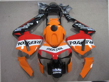 Orange Blanc Rouge Noir Brillant Repsol Kits Carénages Moto ABS Honda CBR600RR 2003-2004 Pas Chère