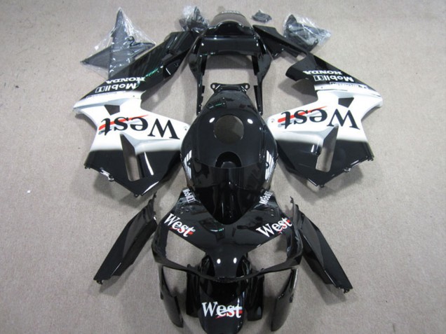 Noir Brillant Blanc West Carénage Moto Honda CBR600RR 2003-2004