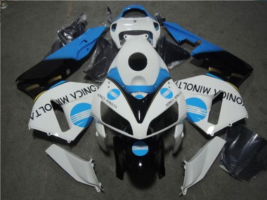 Blanc Bleu Noir Brillant Konica Minolta Carénages Moto Honda CBR600RR 2005-2006 Pas Chère