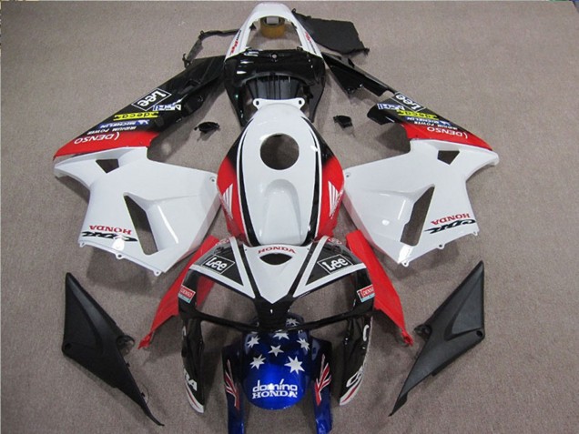 Blanc Rouge Bleu Noir Étoile Lee Carénage Moto Honda CBR600RR 2005-2006