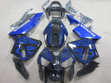 Noir Brillant Bleu Flamme Kits Carénages Moto Honda CBR600RR 2005-2006 Pas Chère