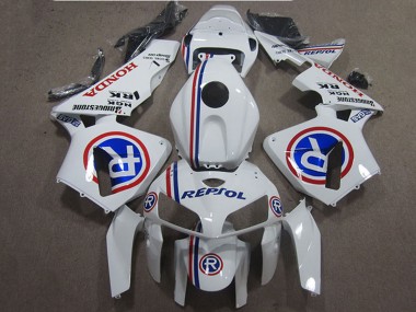 Blanc Bleu Repsol Carénage Moto Honda CBR600RR 2005-2006 Pas Chère