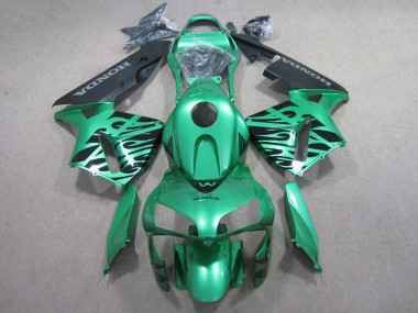 Vert Noir Brillant Flamme Carénage Moto Honda CBR600RR 2007-2008 Pas Chère