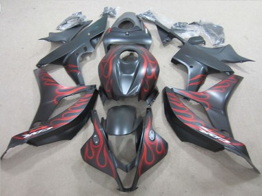 Noir Mat Rouge Flamme Carénage Moto Honda CBR600RR 2007-2008 Pas Chère