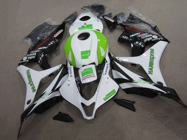 Blanc Vert Noir Brillant Hannspree Kits Carénages Moto Honda CBR600RR 2007-2008