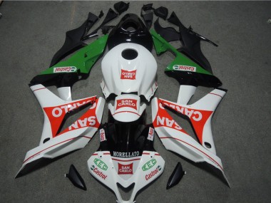 Blanc Rouge Vert San Carlo Carénage Moto Honda CBR600RR 2007-2008 Pas Chère