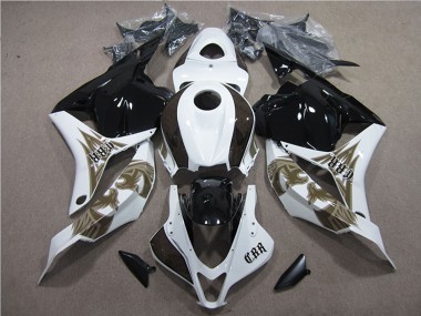 Blanc Noir Brillant Kits Carénage Moto Honda CBR600RR 2009-2012 Pas Chère