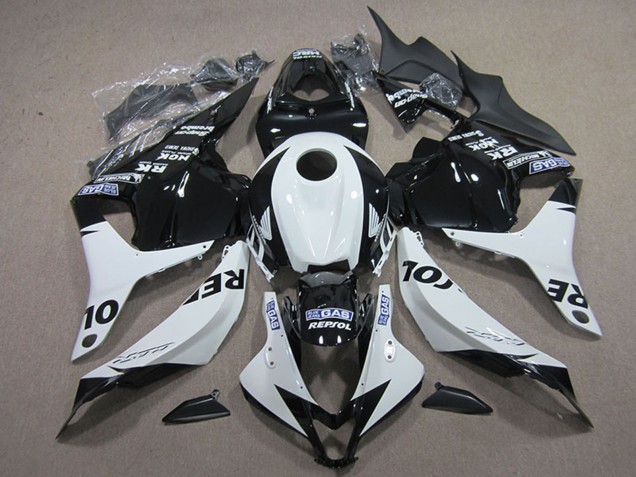 Blanc Noir Brillant Repsol Kits Carénages Moto Honda CBR600RR 2009-2012