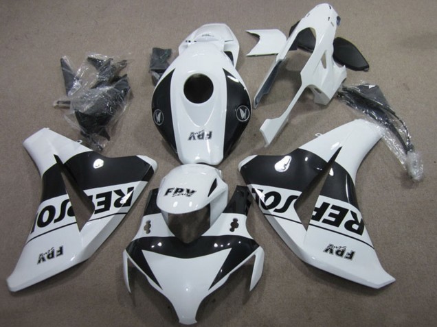 Blanc Noir Brillant Repsol Kits Carénages Moto Honda CBR1000RR 2008-2011