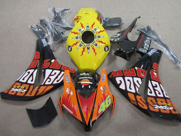Jaune Orange Noir Brillant Rossi Repsol 46 Carénage Moto Honda CBR1000RR 2008-2011