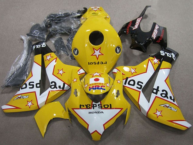 Jaune Blanc Noir Brillant Star Repsol HRC Carénage Moto Honda CBR1000RR 2008-2011