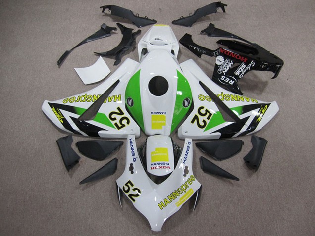Blanc Vert Jaune Noir Brillant Hannspree 52 Carénage Moto Honda CBR1000RR 2008-2011