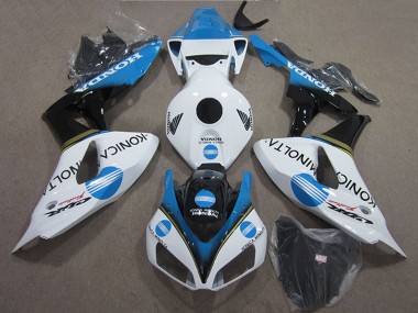 Blanc Bleu Clair Noir Brillant Konica Minolta Carénage Moto Honda CBR1000RR 2006-2007 Pas Chère