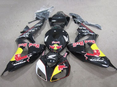 Noir Brillant Jaune Blanc Red Bull Carénage Moto Honda CBR1000RR 2006-2007 Pas Chère