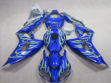 Bleu Vert Flamme Carénage Moto Honda CBR1000RR 2006-2007 Pas Chère