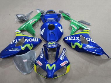 Bleu Vert Jaune MoviStar Castrol Carénage Moto Honda CBR1000RR 2006-2007 Pas Chère