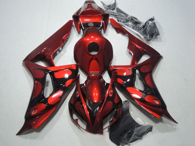 Rouge Noir Brillant Flamme Carénage Moto Honda CBR1000RR 2006-2007