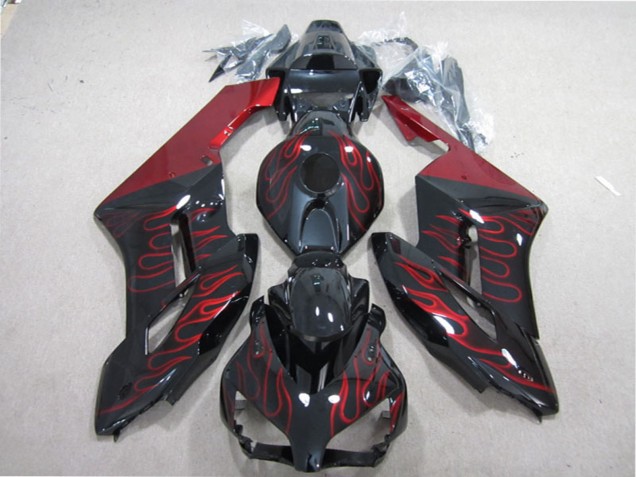 Noir Brillant Rouge Flamme Carénages Moto Honda CBR1000RR 2004-2005