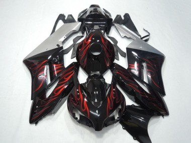 Argent Noir Brillant Rouge Flamme Carénage Moto Honda CBR1000RR 2004-2005 Pas Chère