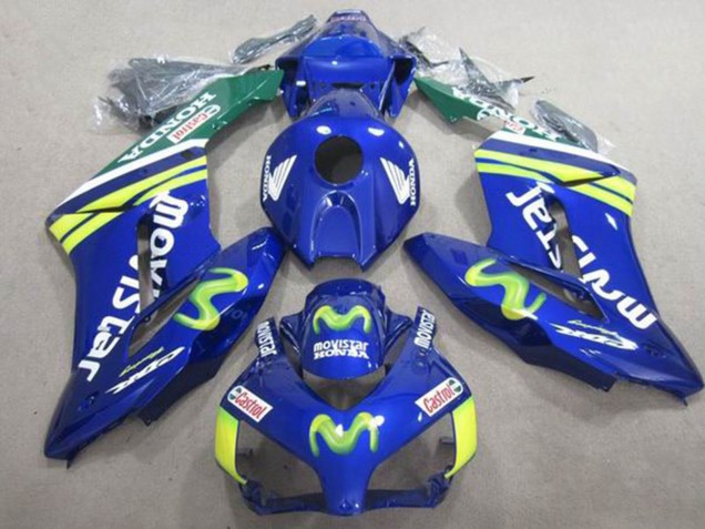 Bleu Vert Jaune MoviStar Castrol Carénage Moto Honda CBR1000RR 2004-2005