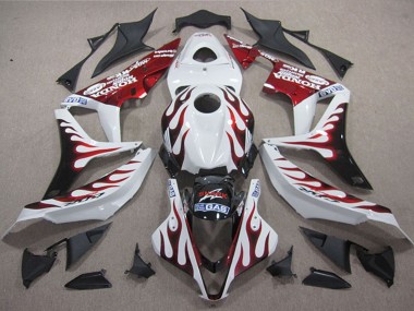 Blanc Rouge Noir Brillant Flamme Requin Carénage Moto Honda CBR1000RR 2004-2005 Pas Chère