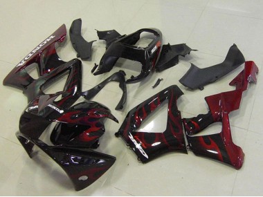 Noir Brillant Rouge Flamme Carénage Moto Honda CBR900RR 929 2000-2001 Pas Chère