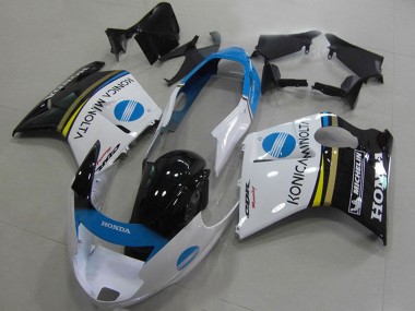 Blanc Bleu Noir Brillant Konica Minolta Carénage Moto Honda CBR1100XX Blackbird 1996-2007 Pas Chère