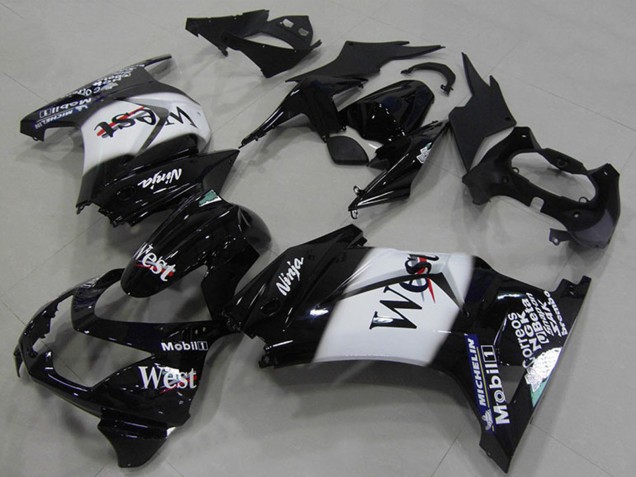 Noir Brillant Blanc West Carénage Moto Kawasaki ZX250R 2008-2012