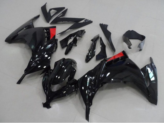 Noir Brillant Rouge Carénage Moto Kawasaki ZX300R 2013-2018