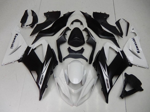 Blanc Noir Mat Kits Carénage Moto Kawasaki ZX6R 2013-2018